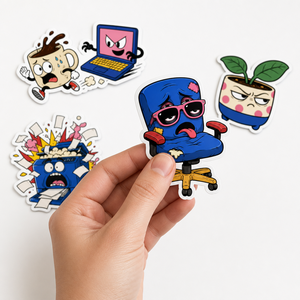 Autocollants personnalisés pour employés de bureau, dessins animés amusants, mèmes anthropomorphes, vinyle découpé, imperméables, autocollants adhésifs pour employés - Product Image 3