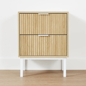 Hiện đại sồi Veneer Bàn Cạnh Giường ngủ bằng gỗ phòng ngủ đêm đứng đầu giường với 2 ngăn kéo - Product Image 3