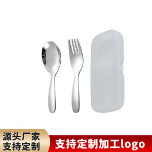 Juego de cuchara y tenedor para niños DZS019, de acero inoxidable 316, vajilla portátil para niños, diseño sólido, forma personalizada - Product Image 2