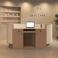 Comptoir de bar demi-rond minimaliste moderne, bureau de réception circulaire pour salon de manucure et salon de beauté