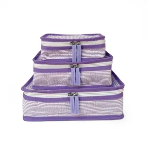 Purple US Delivery Seersucker Packing Cube 20pcs Lot Ga Warehouse Storage Organizer 3 PCS Travel Storage Bag Set DOM-1142444