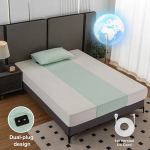 Drap plat cyan antibactérien écologique durable brodé 400TC antistatique ESD pour la maison et l'hôtel - Product Image 1