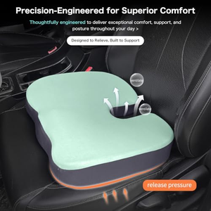 Coussin de siège de voiture ergonomique en mousse à mémoire de forme avec support lombaire, ensemble de coussins orthopédiques pour soulager les douleurs du coccyx et du dos pour véhicule - Product Image 4