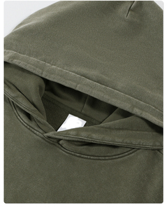 Felpa con Cappuccio Vintage Personalizzabile da <span class=keywords><strong>Uomo</strong></span>, Streetwear Primaverile 450GMS, Ricamata, Doppio Strato, Lavaggio Acido, con Tasca a Marsupio - Product Image 5