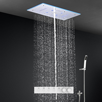Ensemble de douche LED 5 fonctions pour salle de bain, effet pluie et cascade, 600*300mm, mitigeur chaud/froid avec douchette à main