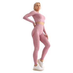 Conjunto de 2 Piezas de Shorts de Yoga para Mujer, Tallas Grandes, Personalizado, Alta Elasticidad, Moldeador, Sexy, Sin Costuras, Transpirable, Tejido, Sin Mangas, Ligero - Product Image 4