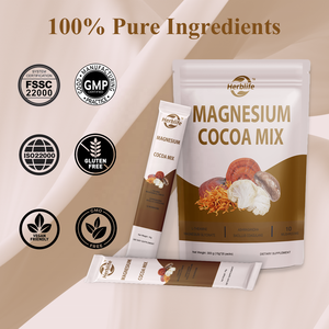 Mezcla de Cacao Caliente con Magnesio y Ashwagandha, Suplementos Naturales para Relajar el Estado de Ánimo y Calmar la Mente, a Base de Plantas, Keto, Halal, Haccp OEM - Product Image 2