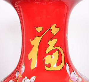 Vasi da Terra in <span class=keywords><strong>Ceramica</strong></span> Dipinti a Mano con Fiori Cinesi Rossi in Vendita - Product Image 4