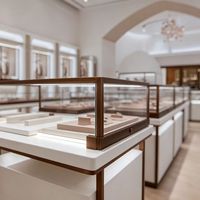 Vitrine à bijoux en or avec éclairage LED, durable et de haute qualité, pour la présentation de collectionnables et les magasins de bijouterie