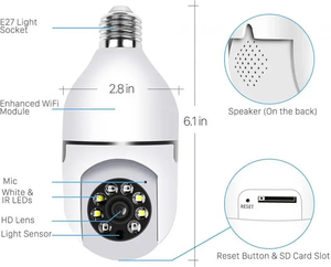 Vente en gros pas cher douille E27 support de lampe couleur 720p 360 panoramique CCTV Wifi caméra IP caméra ampoule PTZ - Product Image 2