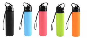 Bouteille d'eau pliable en silicone réutilisable, bouteille de sport pliable pour les voyages et les activités de plein air, Botella Plegable - Product Image 4