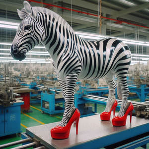 K454 Ms tacones altos cebra escultura estética interior moderno ocio arte accesorios galería 3D ilustraciones vívidas estatuas de fibra de vidrio de animales - Product Image 5