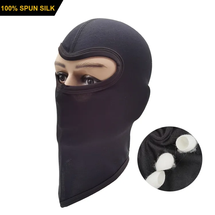 100% filato di Gelso da sci maschera di seta su ordinazione tattico moto antivento cappuccio riutilizzabile maschera mens balck balaclava