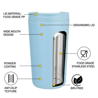 Bouteille de café isotherme en acier inoxydable de 380 ml – Gobelets personnalisés en gros pour événements et cadeaux