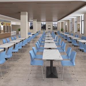 Fast food ristorante 4 persone tavolo set mensa <span class=keywords><strong>pranzo</strong></span> cibo tavoli da <span class=keywords><strong>pranzo</strong></span> sedie di plastica per la caffetteria - Product Image 4