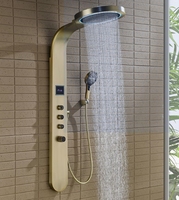 Colonne de douche murale intelligente multifonctionnelle en acier inoxydable avec robinets thermostatiques LED et jets de pluie et de massage