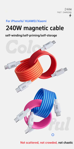 Cable de Carga Magnético Tipo-<span class=keywords><strong>C</strong></span> a <span class=keywords><strong>C</strong></span> de 240W, Enrollable, Trenzado, Personalizable OEM, Múltiples Colores, para Compras al por Mayor a Nivel Global - Product Image 4