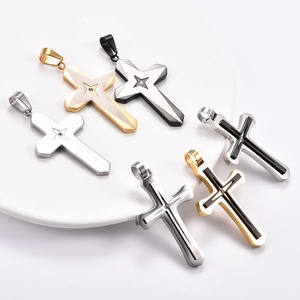 Elegante Collar con Colgante de Cruz Doble de Acero Inoxidable para Mujeres y Hombres, Amuletos Religiosos de Fe y Oración, Cadena de Metal, Accesorio de Joyería - Product Image 4