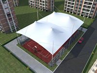 Auvent en membrane tendue résistant au vent, tissu PVDF, toit de terrain de basket extérieur pour école