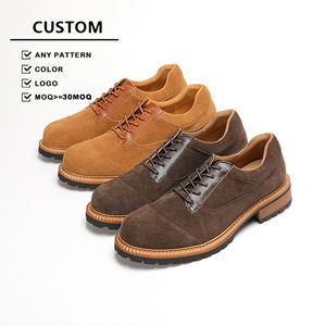 Chaussures Derby de <span class=keywords><strong>Travail</strong></span> Haut de Gamme <span class=keywords><strong>pour</strong></span> Hommes Printemps, Mocassins Britanniques Décontractés en Cuir Véritable et Daim - Product Image 2