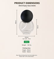 Flacon de lotion en verre givré plat et rond personnalisable de 30 ml avec base épaisse et bouchon à pompe