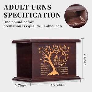 Guci Kremasi Abu Jenazah Manusia Kayu Dewasa Uniseks Desain Pohon Kehidupan Bentuk Persegi Panjang Dekoratif Kapasitas Besar 250 IBS Pemakaman - Product Image 3