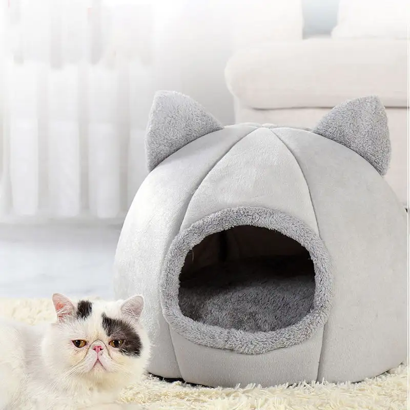 Chat Pet Cave Products For Pets Sleep Cozy House Cats Tent Accessories Niche Chat Soft Pet Bed