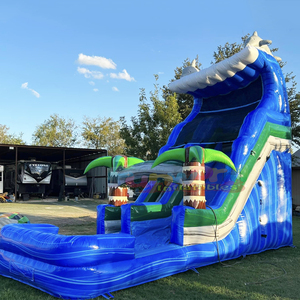 Tobogán acuático inflable tropical con piscina para niños, ideal para fiestas de verano en el patio trasero. - Product Image 2