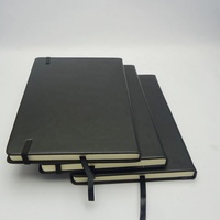 Carnet de notes de type Moleskine en cuir PU noir de qualité supérieure, couverture rigide A5, avec bande élastique pour le bureau et les affaires