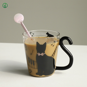 Caneca de gato para café, caneca de vidro criativa resistente ao calor com design exclusivo - Product Image 1