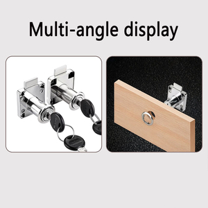 Serrure de meuble encastrée en métal avec bouton de tirage, corps de serrure et cylindre à clé pour tiroir, commode, armoire - Product Image 3