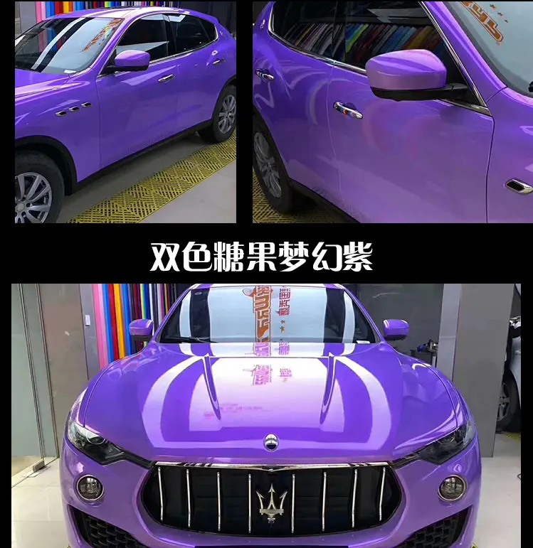 Car Vinyl Film Air Bubble Glossy Pearl Candy Chameleon Magic Grey To Purple Color Change Car Vinyl Wrap Film