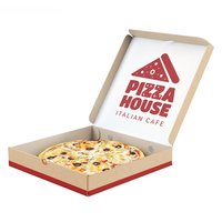Boîtes à pizza rouges personnalisées avec logo, finition mate et gaufrage, en matériaux recyclés pour l'emballage de sushis et de pizzas