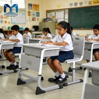 En stock aux Philippines, mobilier scolaire de conception moderne, bureau et chaise en plastique pour élèves du primaire, table d'école individuelle pour une seule personne, pour une utilisation en classe