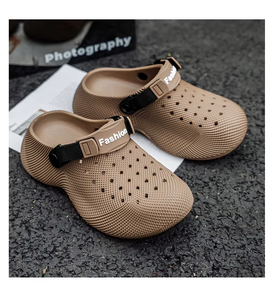 Sabots en EVA noirs imprimés pour hommes, avec sangle tressée et boucle réglable, pantoufles ventilées, chaussures décontractées type mule, antidérapantes pour l'été, commande en gros - Product Image 2