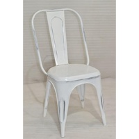 Chaises de salle à manger vintage en métal blanc, structure en fer, style industriel, finition vieillie, légères, économiques, pour la maison et le bureau
