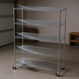 D0100H5RNLX Scaffale Metallico a 5 Ripiani Resistente, 82 H X 60 L X 24 P, Cromato, Regolabile, con Ruote - Product Image 2