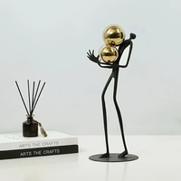 Escultura Abstracta Contemporánea y Sencilla con Bola Dorada, Decoración Metálica para el Hogar, Artesanía, Adorno para el Hogar