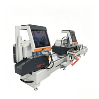 Máquina de corte de doble cabezal CNC para PVC, máquina para fabricar puertas y ventanas, personalizada, con 40 piezas de aluminio, automática