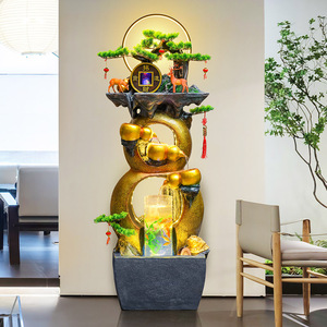 Fontaine Feng Shui en forme de gourde avec rétroéclairage pour la décoration du salon ou du bureau - Product Image 2