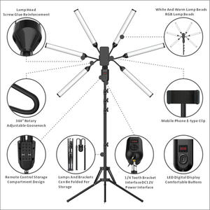 Trépied à selfie avec <span class=keywords><strong>t</strong></span>élécommande et lumière LED pour la photographie ou les familles qui aiment faire des vidéos <span class=keywords><strong>YouTube</strong></span>, des tournages et des diffusions en direct - Product Image 3