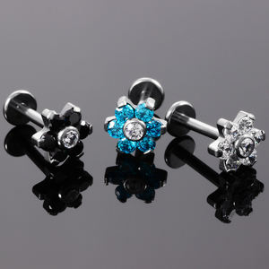 De titanio flor oreja <span class=keywords><strong>Tragus</strong></span> cartílago anillos 16G de cristal pendiente Labret Stud Piercings de las mujeres de la joyería de los hombres - Product Image 6