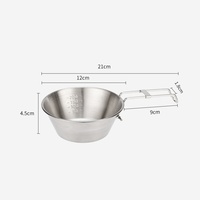 Tasse pliante d'extérieur en acier inoxydable 304, vaisselle de camping, tasse à thé à large ouverture, bol Sheila, tasse à eau pour l'alpinisme