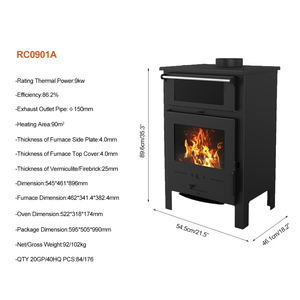Stufa <span class=keywords><strong>a</strong></span> <span class=keywords><strong>Legna</strong></span> Indipendente RC0901A Stile Europeo Moderno 9KW, Stufa <span class=keywords><strong>a</strong></span> <span class=keywords><strong>Legna</strong></span> Senza Fumo <span class=keywords><strong>per</strong></span> Interni con Forno <span class=keywords><strong>per</strong></span> <span class=keywords><strong>Cucinare</strong></span> - Product Image 3