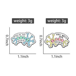 Broches de Esmalte con Diseño de Neurona con la Frase 'Tienes Potencial', 'No Desperdiciar <span class=keywords><strong>tu</strong></span> Potencial', Divertidos, para Ropa, Solapa, Regalo de Joyería - Product Image 6