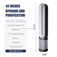 Ventilateur électrique personnalisé 42 pouces moderne puissant secouant la tête moteur à courant continu ventilateur sans lame avec Hepa