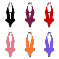 Baju Renang Satu Potong Model Halter Deep V yang Dapat Disesuaikan Secara Grosir, Layanan Pembuatan Baju Renang Warna Solid dengan Potongan Cutout dalam Jumlah Besar dengan Dukungan Label Pribadi