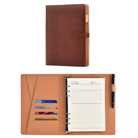 Carpeta de 6 anillas, diario A5, línea rayada, páginas interiores, de notas de cuero marrón Bloc, carpeta de cuaderno de hojas sueltas