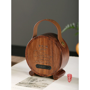Bamboo Walnut Bluetooth Speaker Clock Portable With Rechargeable Battery For Home Living Room Tea Pet Ornament - Product Image 4