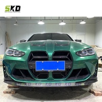 Pour BMW G80 M3 G82 M4 2021+ Kit carrosserie diffuseur de pare-chocs style R4X en fibre de carbone sèche, lèvre avant